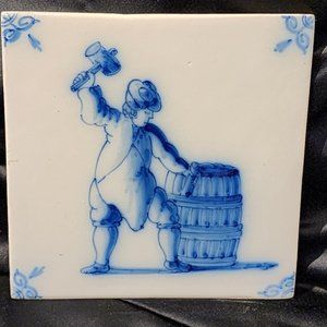 Vintage Harlingen Holland Delft Tile: Cooper
